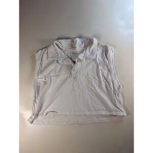 Bossi Cropped Polo Tank Women XL White Excellent Sleeveless Stretch Activewear